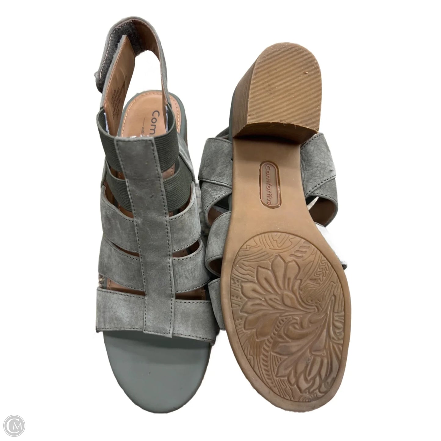 Sandals Heels Block By Comfortiva In Green, Size: 8