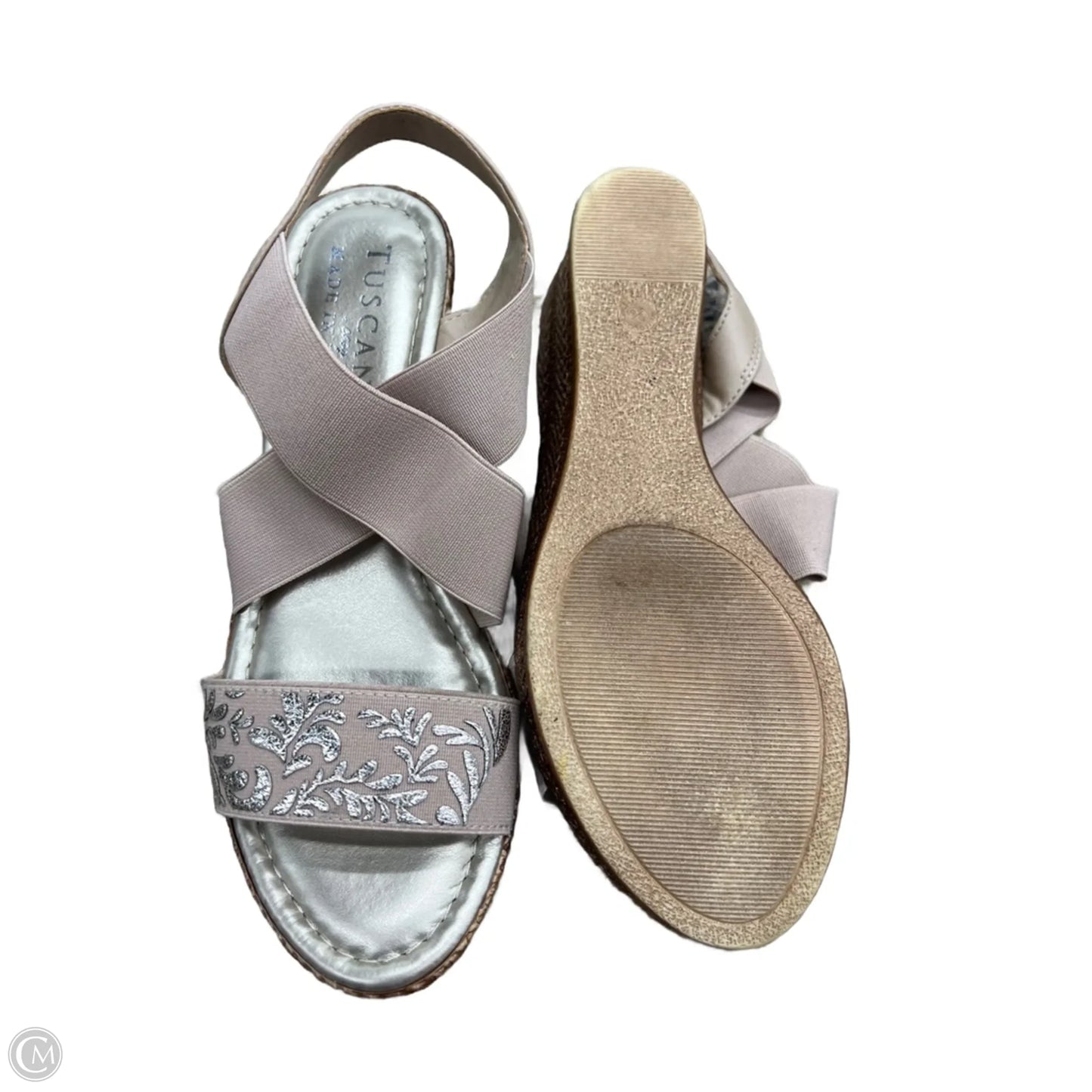 Sandals Heels Wedge By Clothes Mentor In Cream, Size: 8