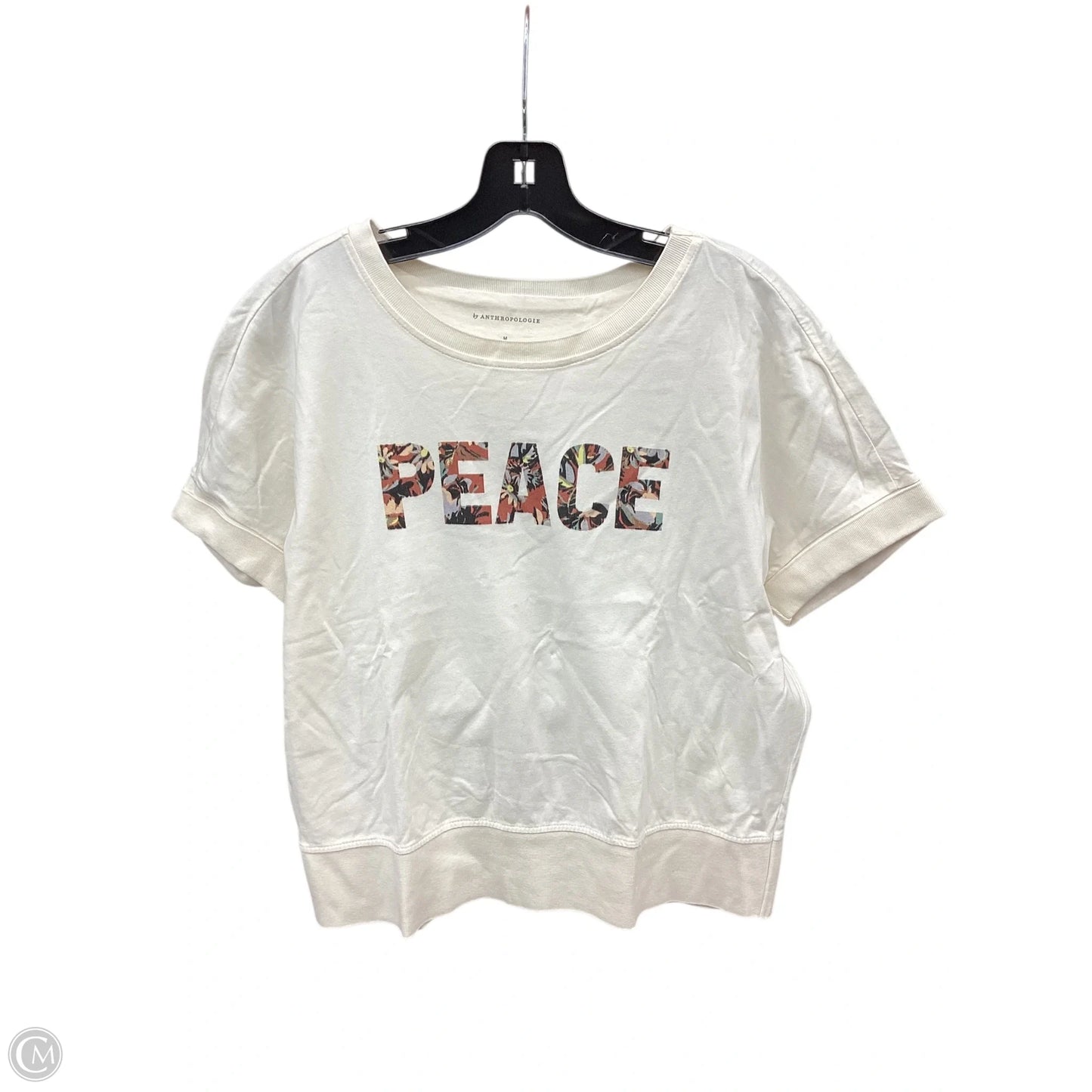 Top Short Sleeve By Anthropologie In Cream, Size: M
