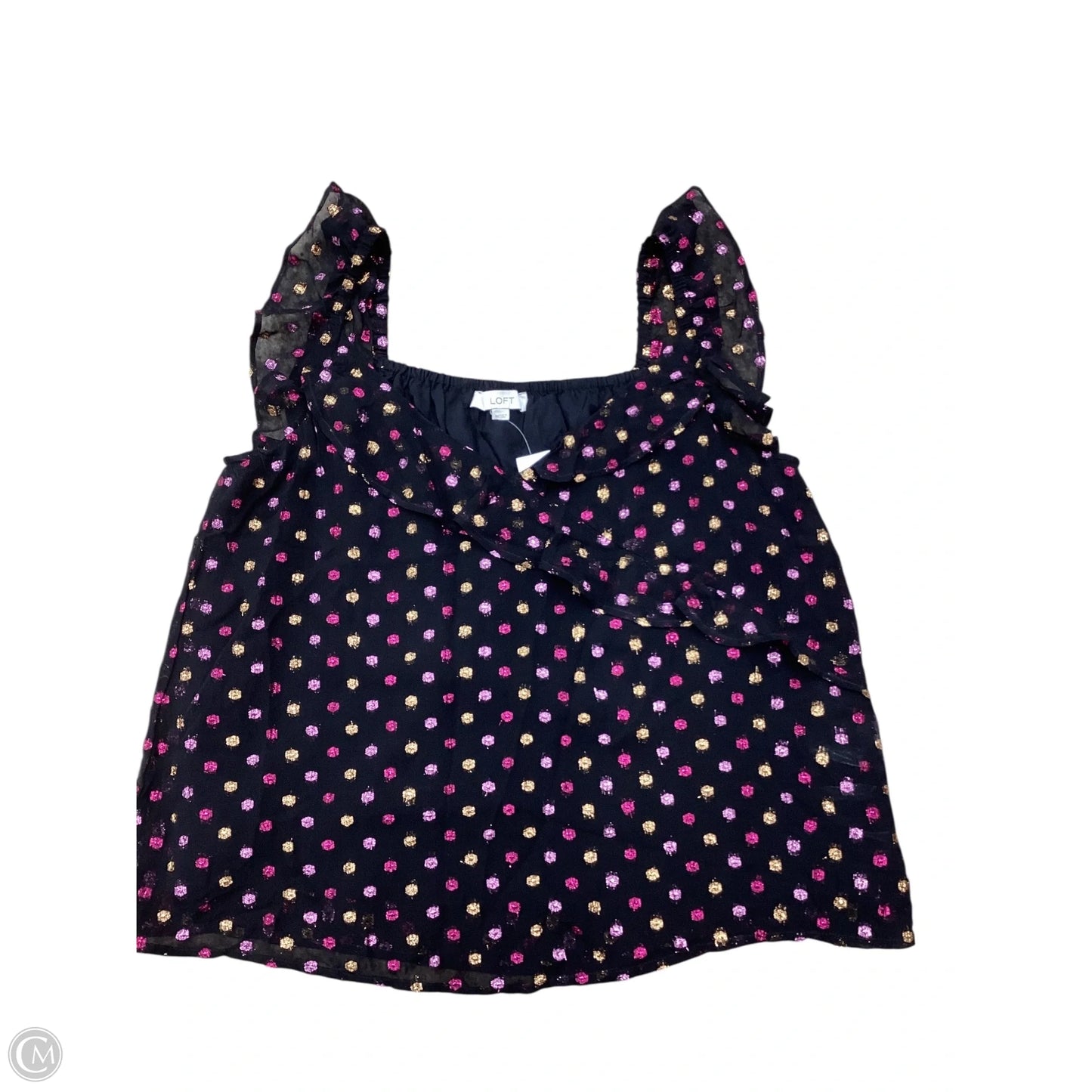 Top Sleeveless By Loft In Polkadot Pattern, Size: L