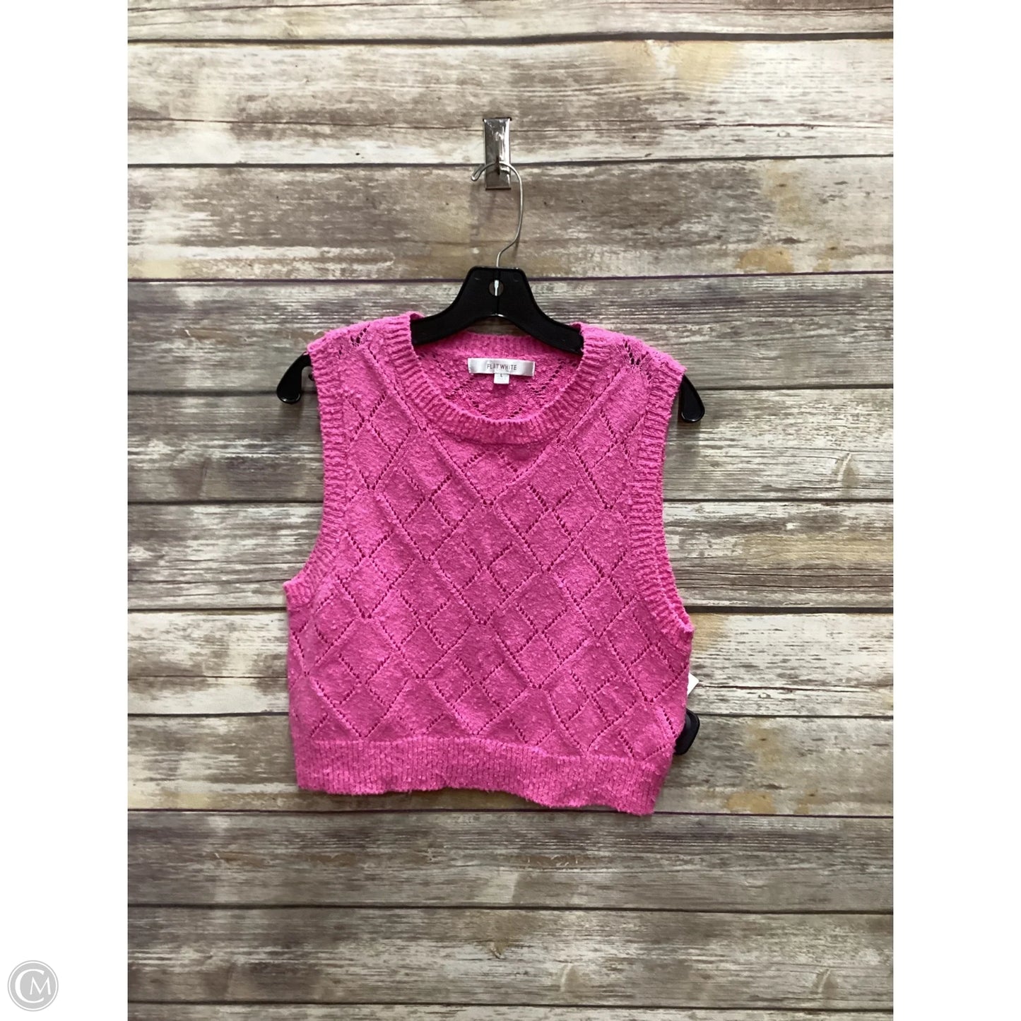 Vest Sweater By Flat White In Pink, Size: L