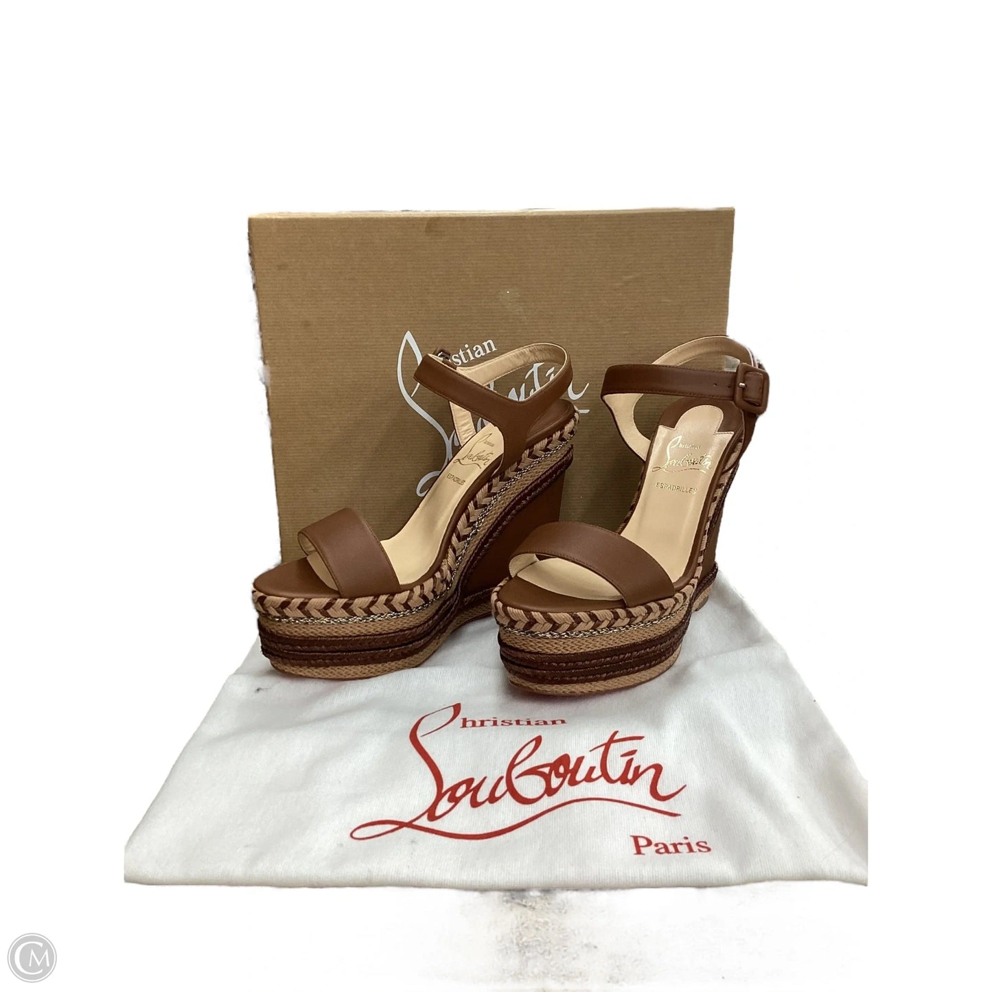 Sandals Luxury Designer By Christian Louboutin In Brown, Size: 6