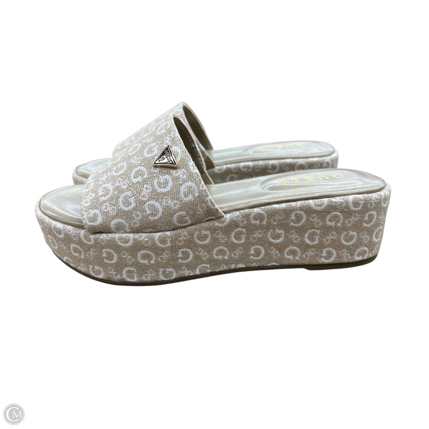 Sandals Heels Platform By Guess In Beige, Size: 6