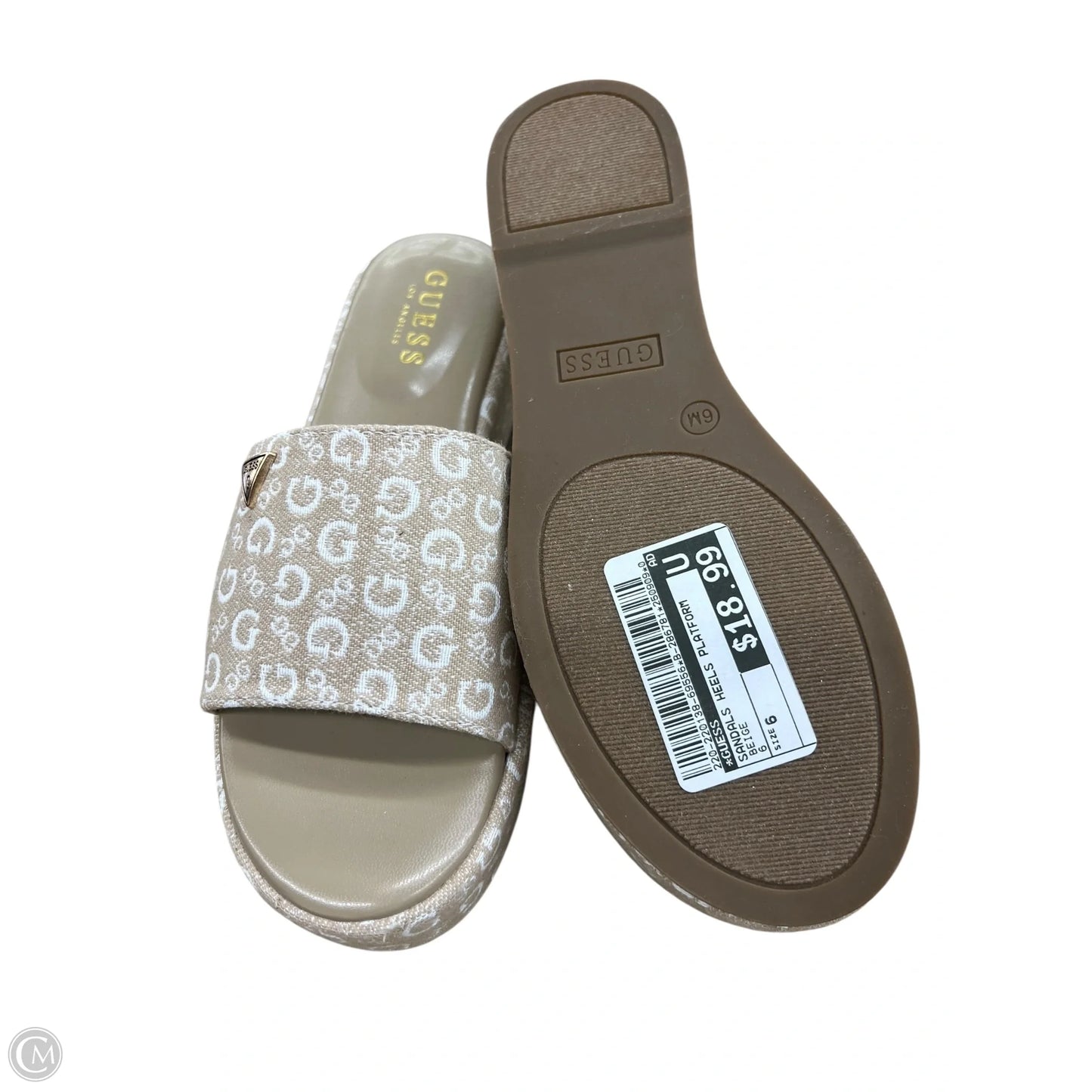 Sandals Heels Platform By Guess In Beige, Size: 6