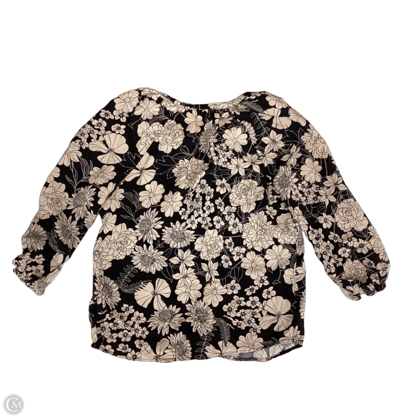 Top 3/4 Sleeve By Love Stitch In Black & Cream, Size: S