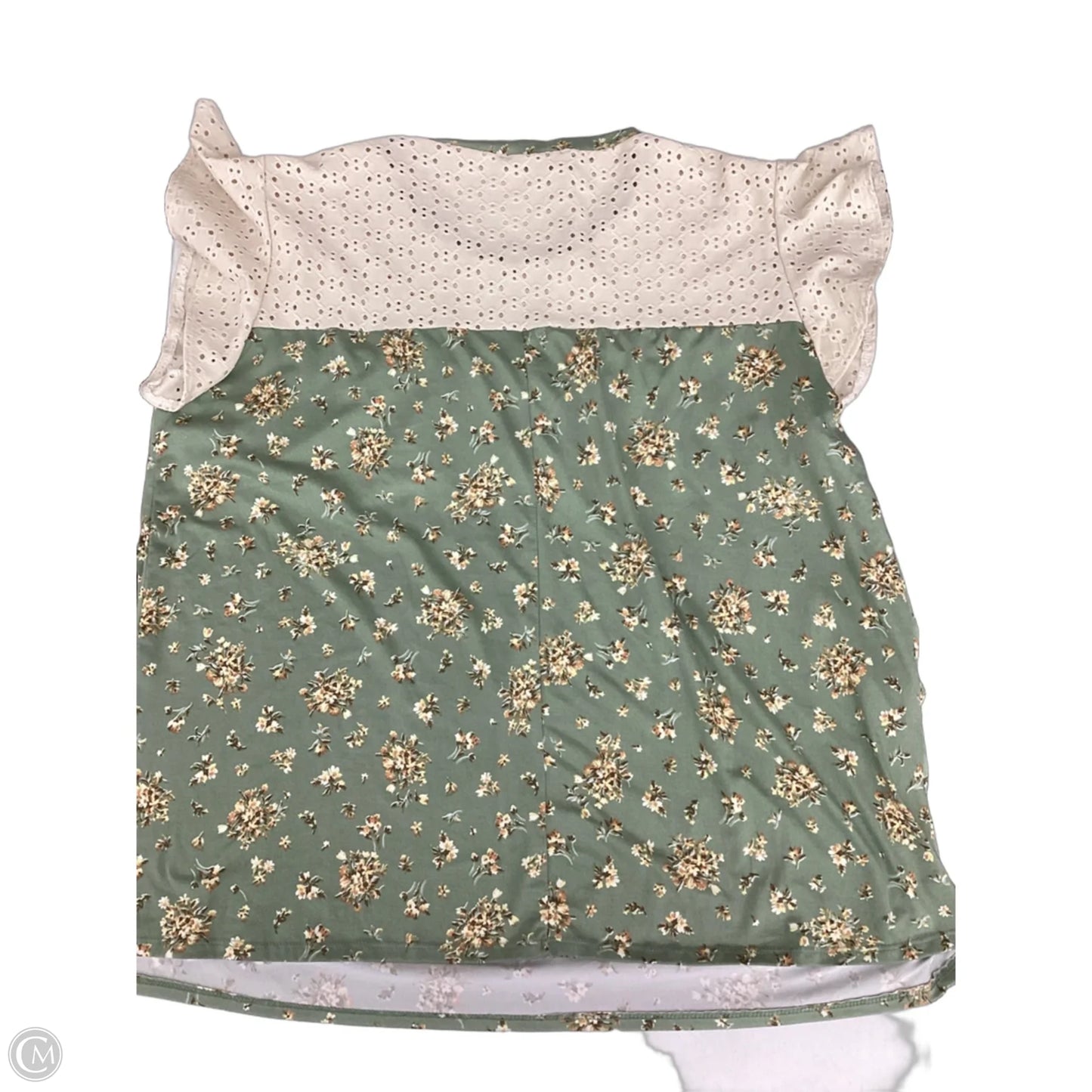 Top Short Sleeve By Haptics In Cream & Green, Size: L