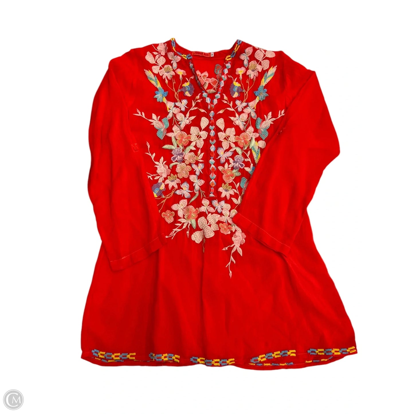 Tunic Long Sleeve By Johnny Was In Red, Size: M