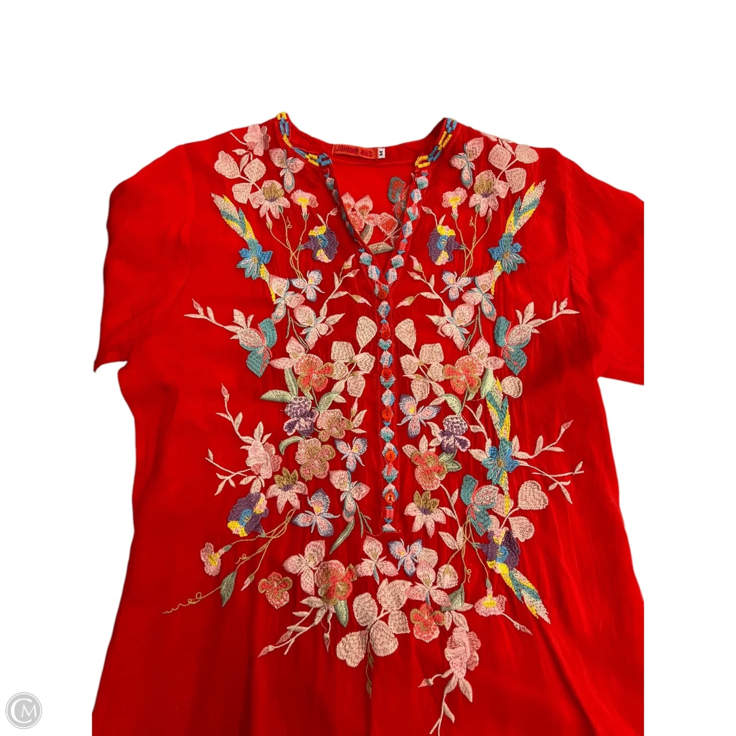 Tunic Long Sleeve By Johnny Was In Red, Size: M