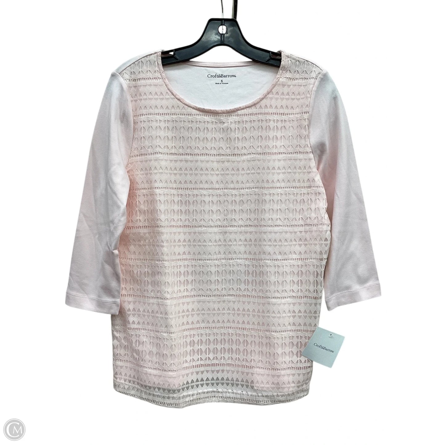 Top 3/4 Sleeve By Croft And Barrow In Pink, Size: S
