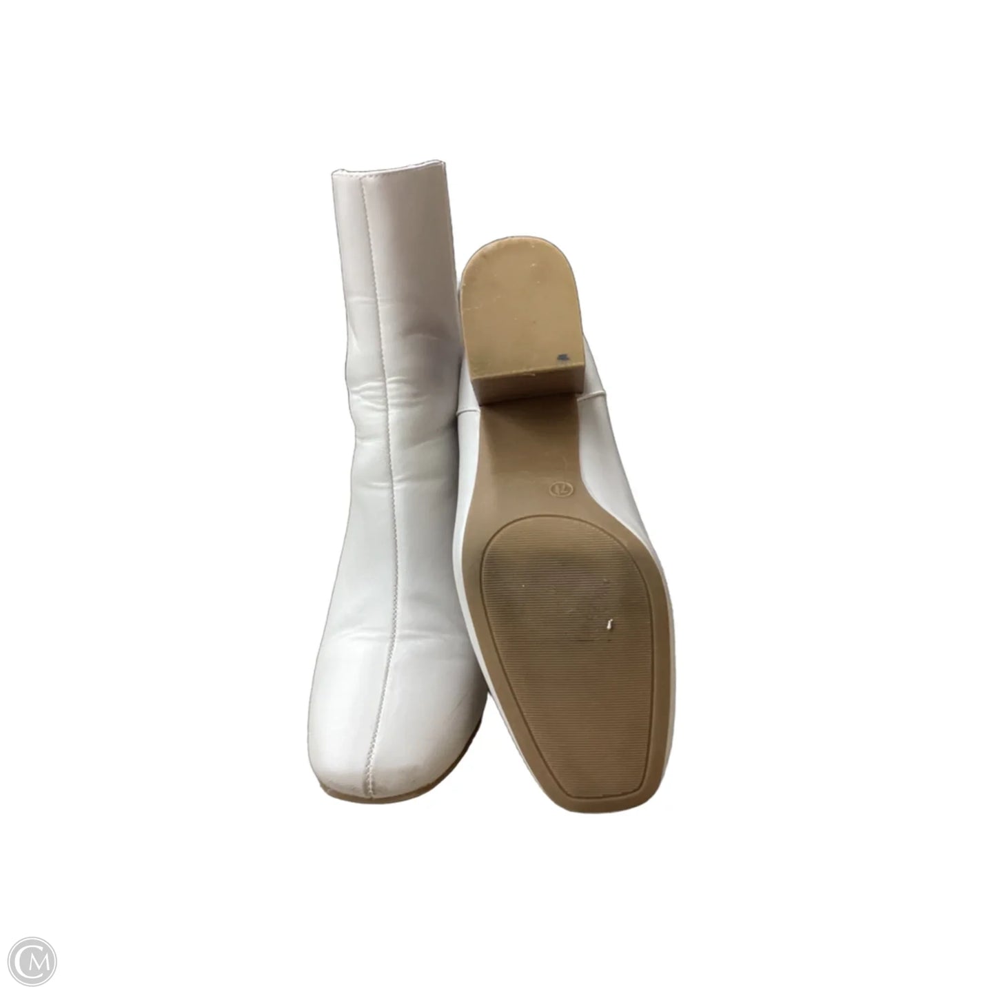 Boots Mid-calf Heels By Clothes Mentor In White, Size: 7.5