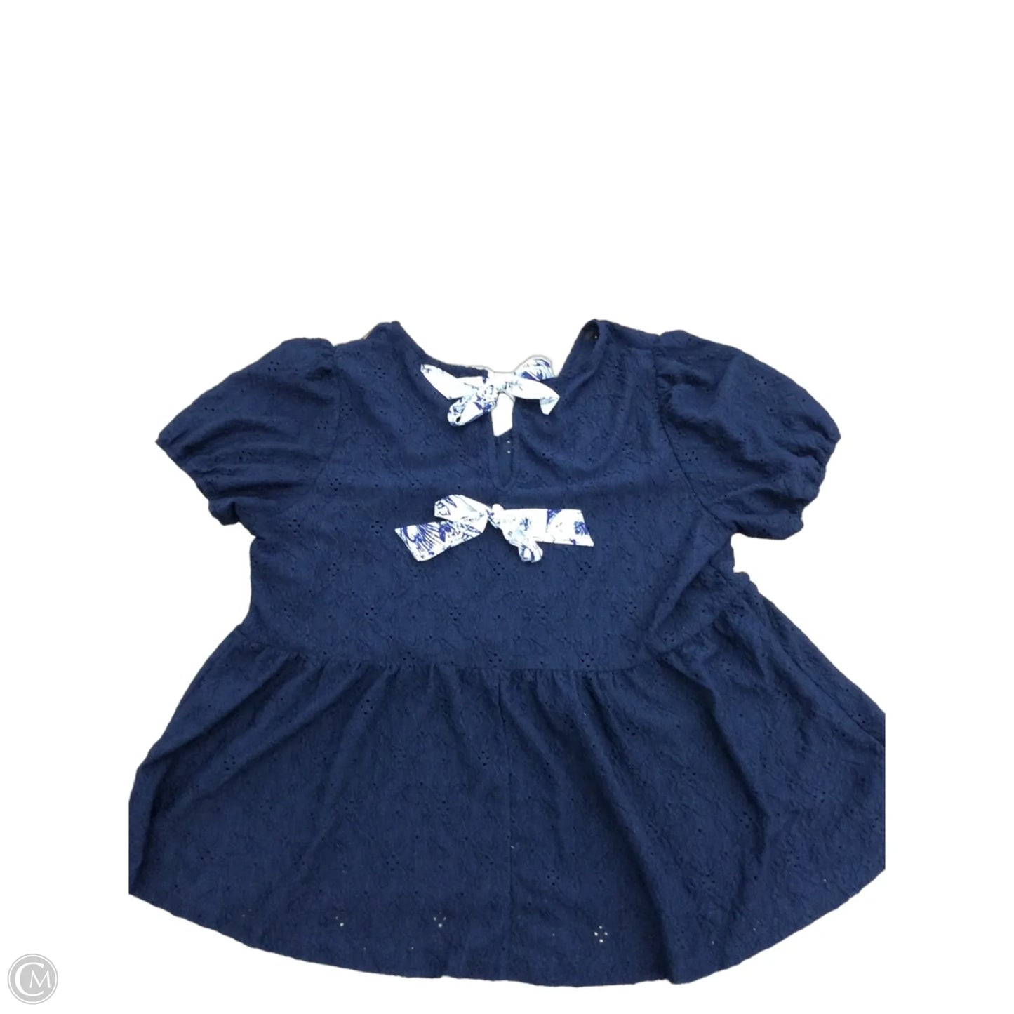 Top Short Sleeve By Bloomchic In Navy, Size: 18