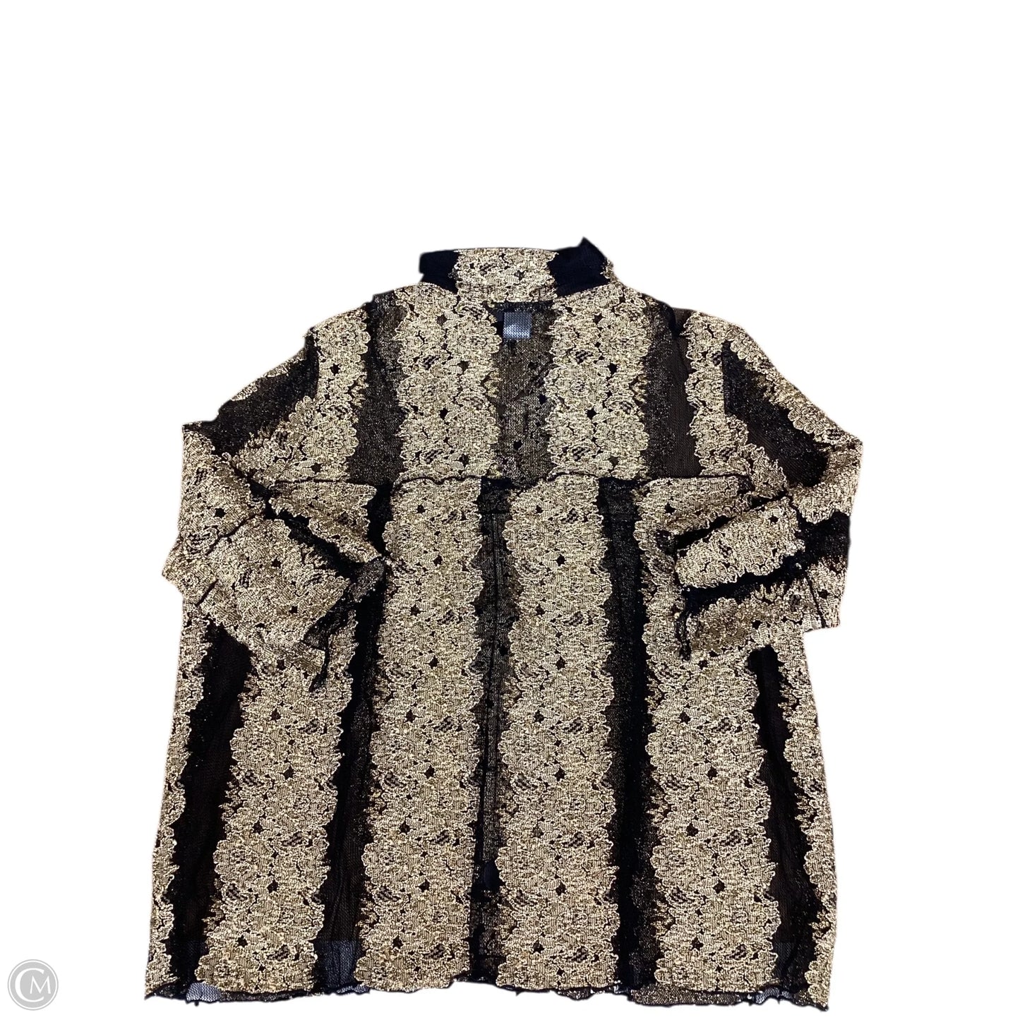 Blouse Short Sleeve By Clothes Mentor In Black & Gold, Size: L