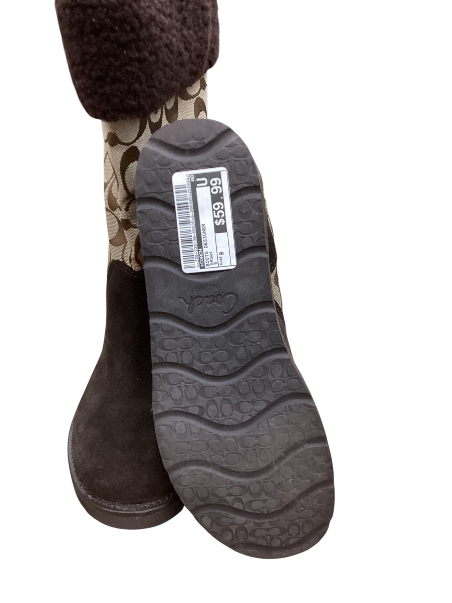 Boots Designer By Coach In Brown, Size:9