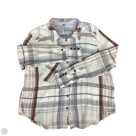 Top Long Sleeve By Free People In Plaid Pattern, Size: M