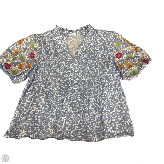 Top Short Sleeve By Chicsoul In Blue, Size: 2x