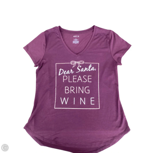 Top Short Sleeve Basic By Apt 9 In Maroon, Size: L