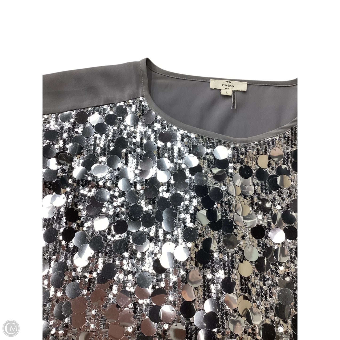 Top Short Sleeve By Entro In Silver, Size: L