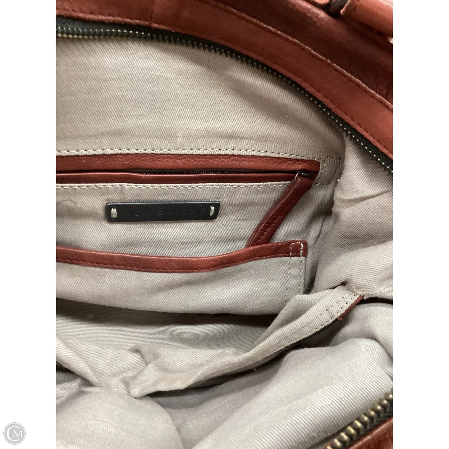 Handbag Leather By Day + Moon, Size: Medium