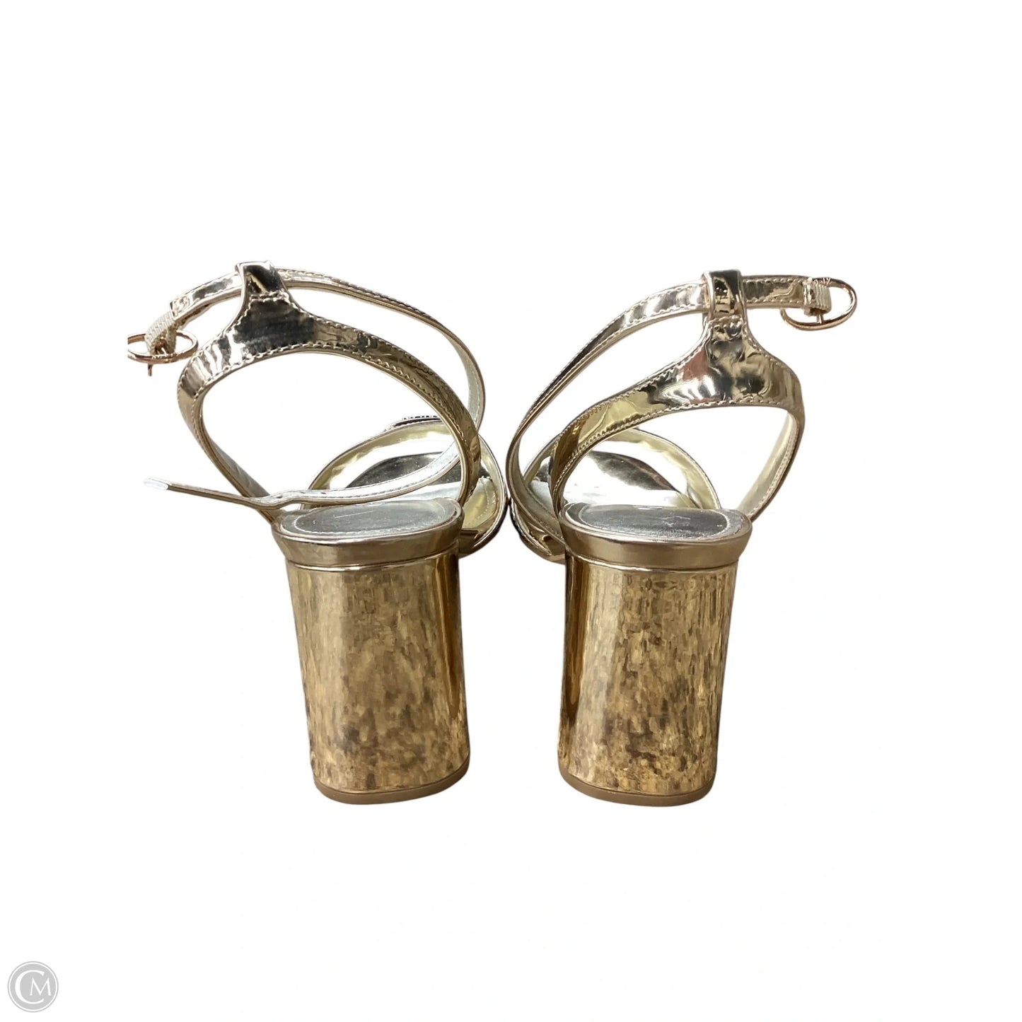 Shoes Heels Block By Guess In Gold, Size: 8.5