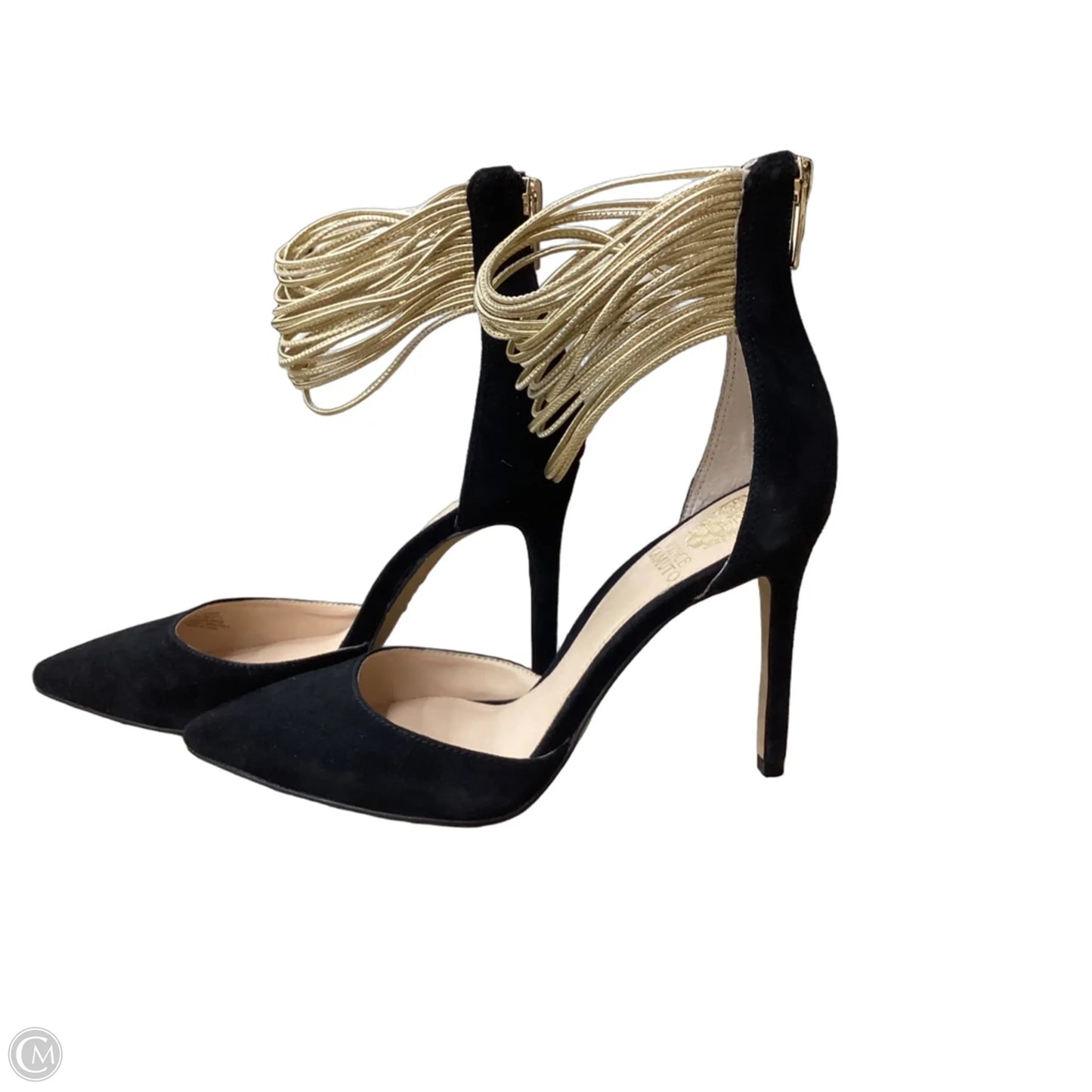 Shoes Heels Stiletto By Vince Camuto In Black & Gold, Size: 7.5