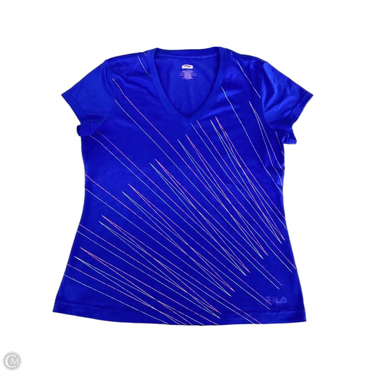 Athletic Top Short Sleeve By Fila In Blue, Size: L