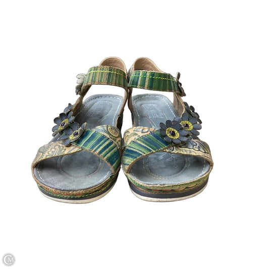 Sandals Flats By Clothes Mentor In Blue, Size: 8.5