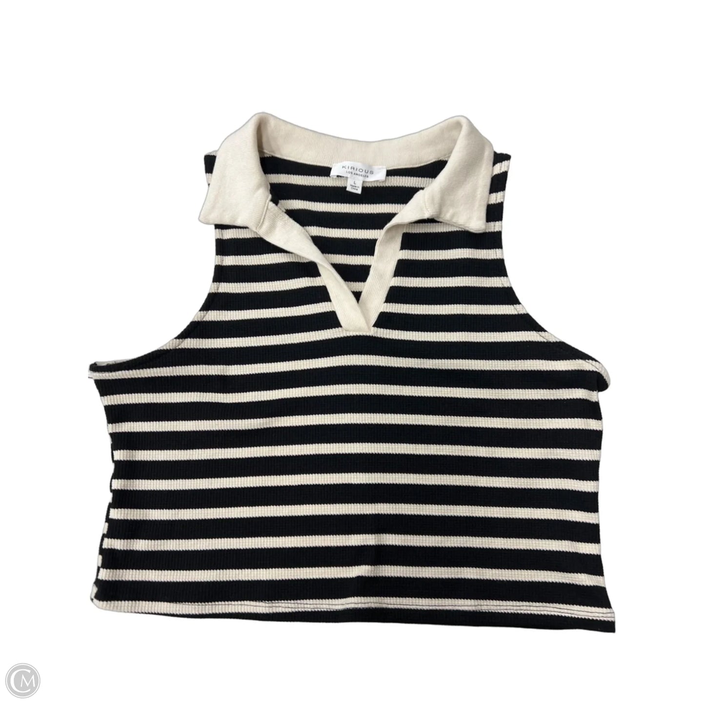 Top Sleeveless By Kirious In Black & Cream, Size: L