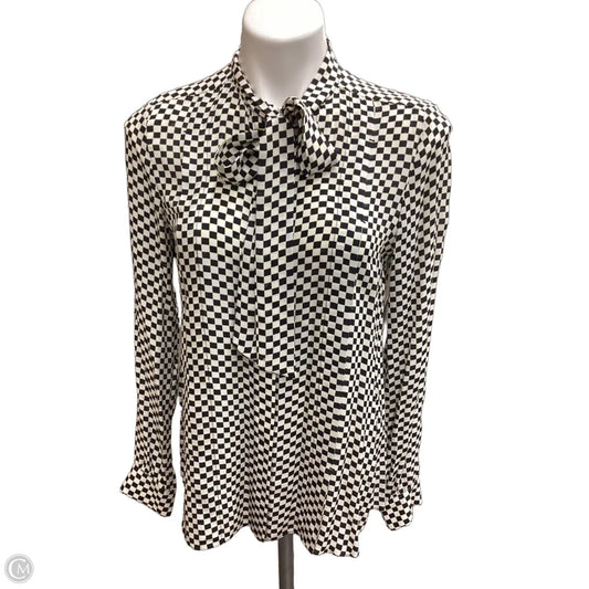 Blouse Long Sleeve By Reiss In Checkered Pattern, Size: 4
