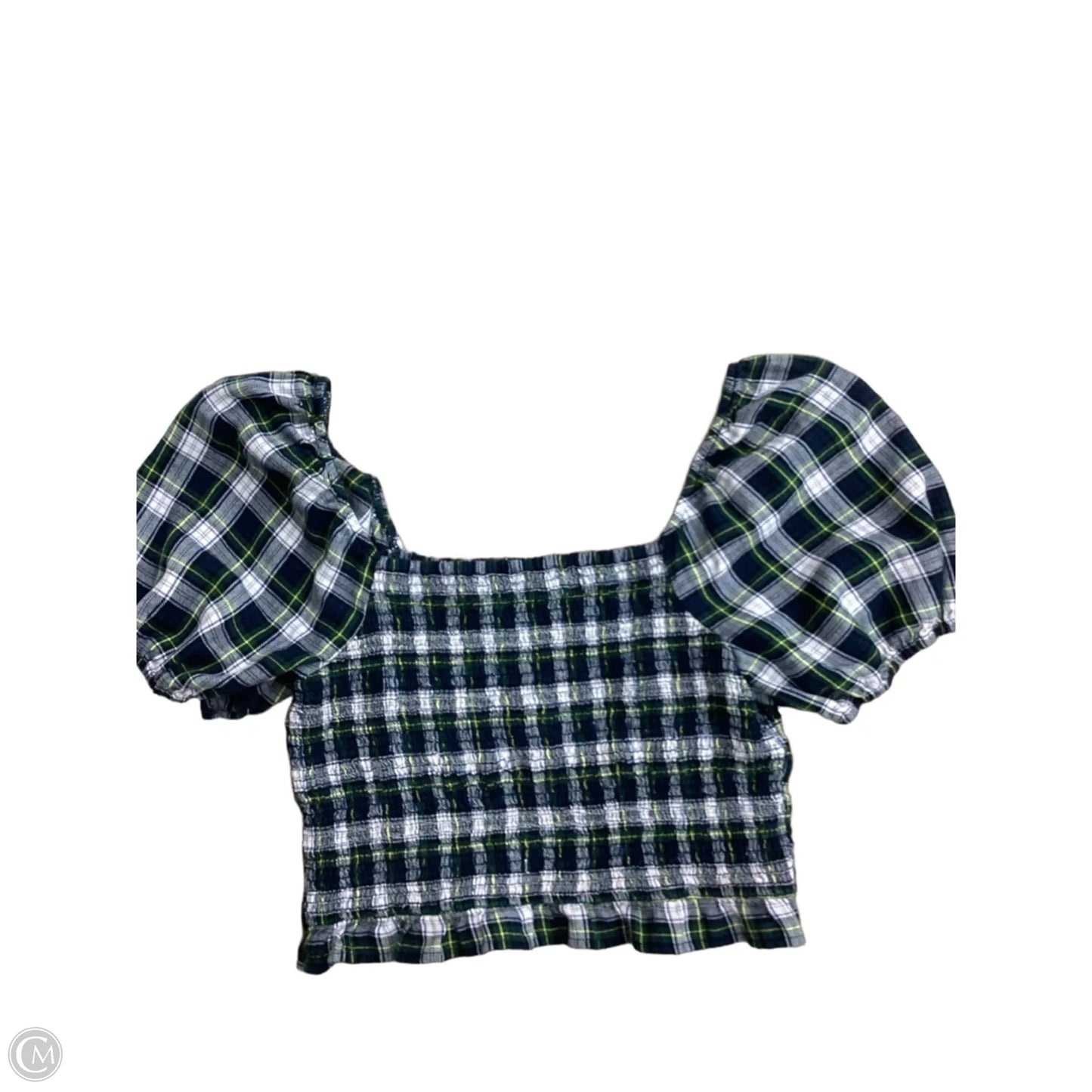 Top Short Sleeve By American Eagle In Plaid Pattern, Size: L