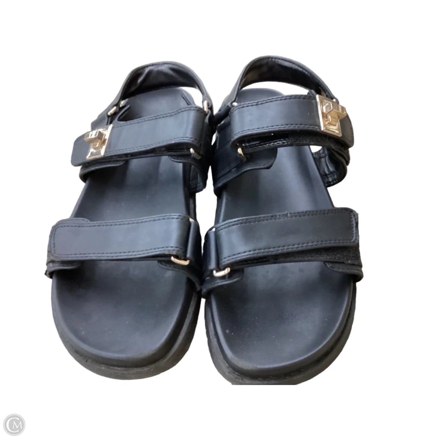 Sandals Flats By Clothes Mentor In Black, Size: 10