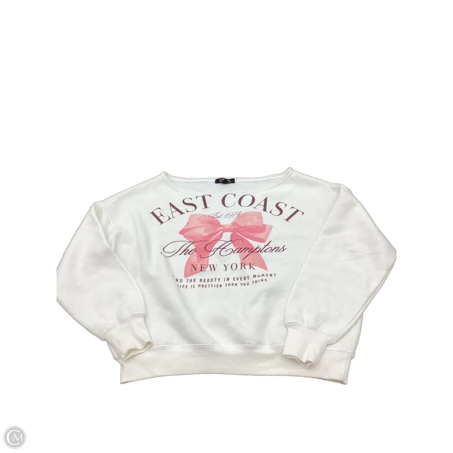 Sweatshirt Crewneck By Clothes Mentor In Ivory, Size: S