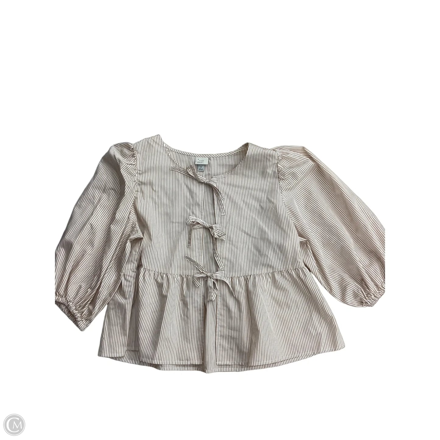 Top Long Sleeve By A New Day In Striped Pattern, Size: M