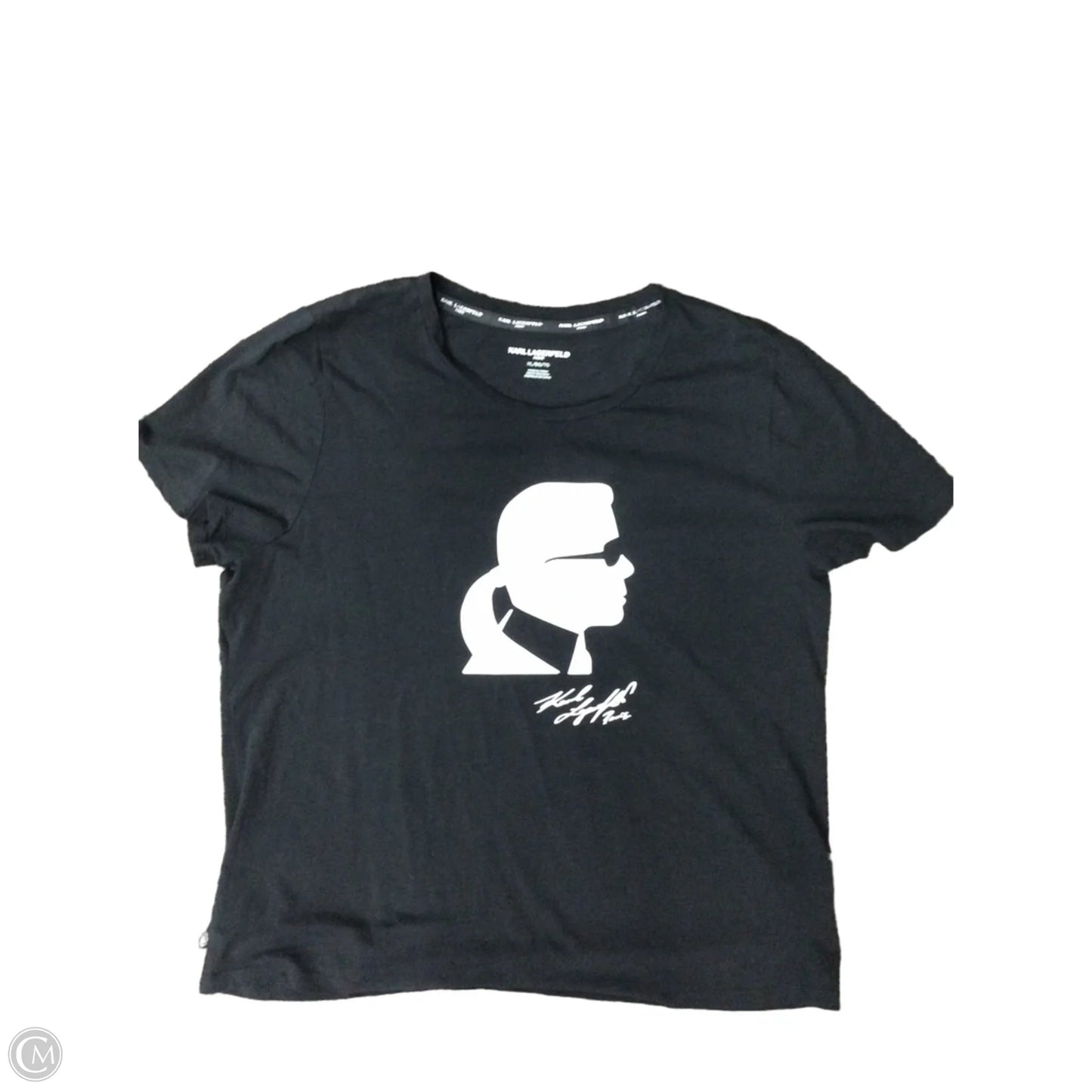 Top Short Sleeve Designer By Karl Lagerfeld In Black, Size: Xl