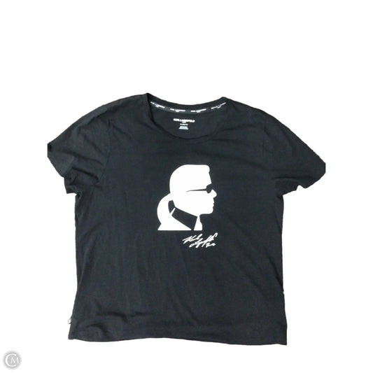 Top Short Sleeve Designer By Karl Lagerfeld In Black, Size: Xl