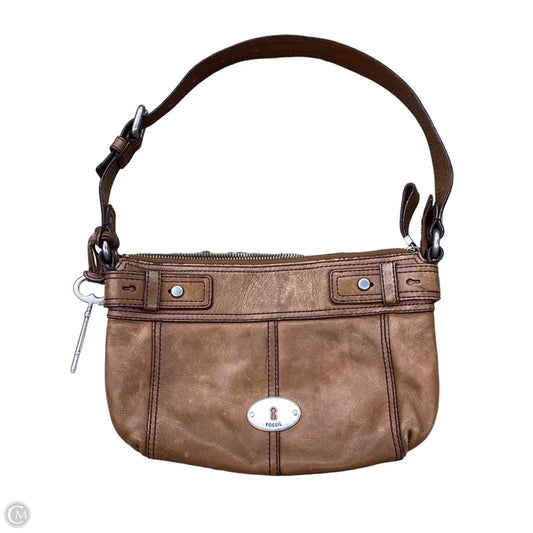 Handbag Leather By Fossil, Size: Medium