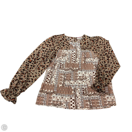 Blouse Long Sleeve By Andree By Unit In Animal Print, Size: M