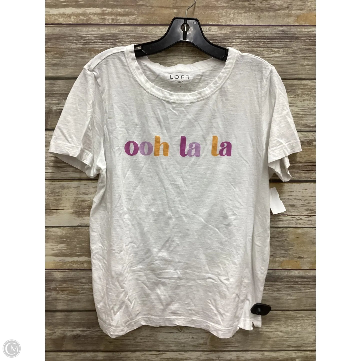 Top Short Sleeve Basic By Loft In White, Size: L