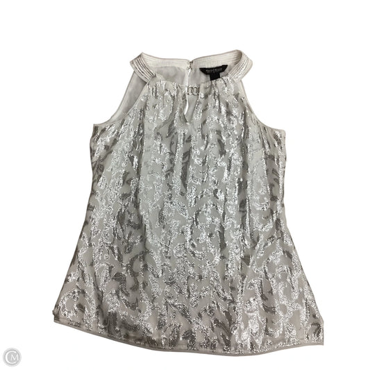 Blouse Sleeveless By White House Black Market In Silver & White, Size: Xs