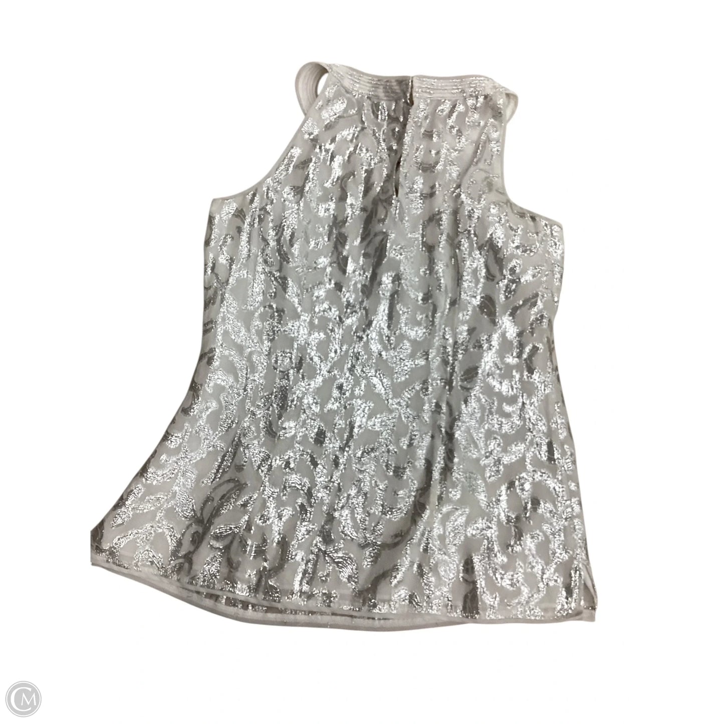 Blouse Sleeveless By White House Black Market In Silver & White, Size: Xs