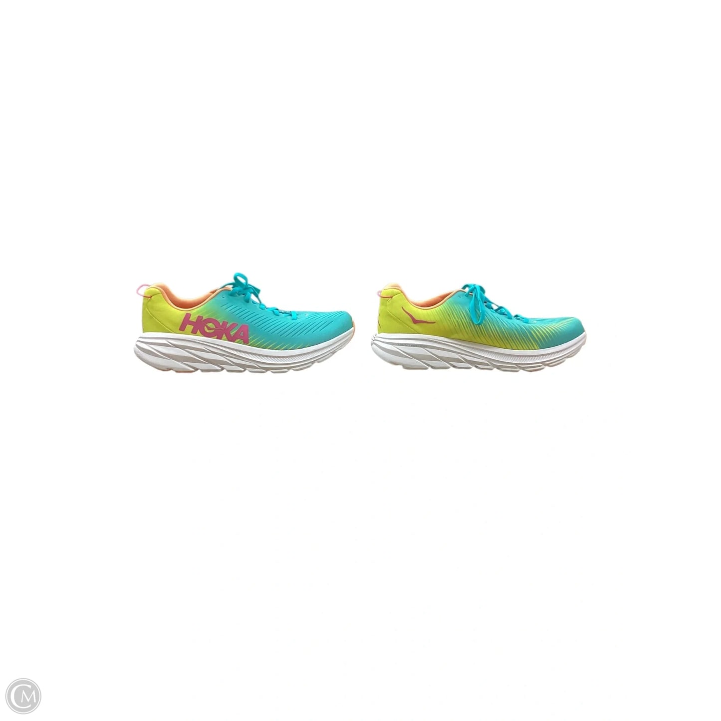 Shoes Athletic By Hoka In Green & Yellow, Size: 12