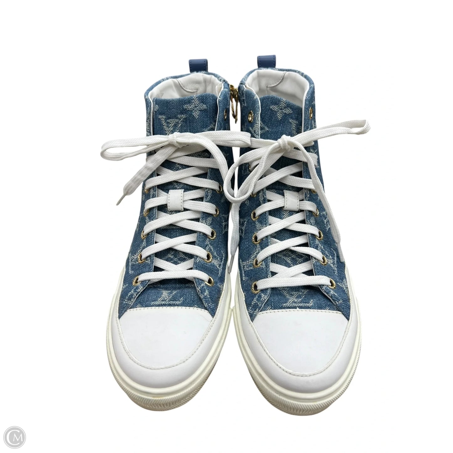 Shoes Luxury Designer By Louis Vuitton In Blue Denim, Size: 8