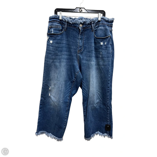 Jeans Cropped By Judy Blue In Blue Denim, Size: 20