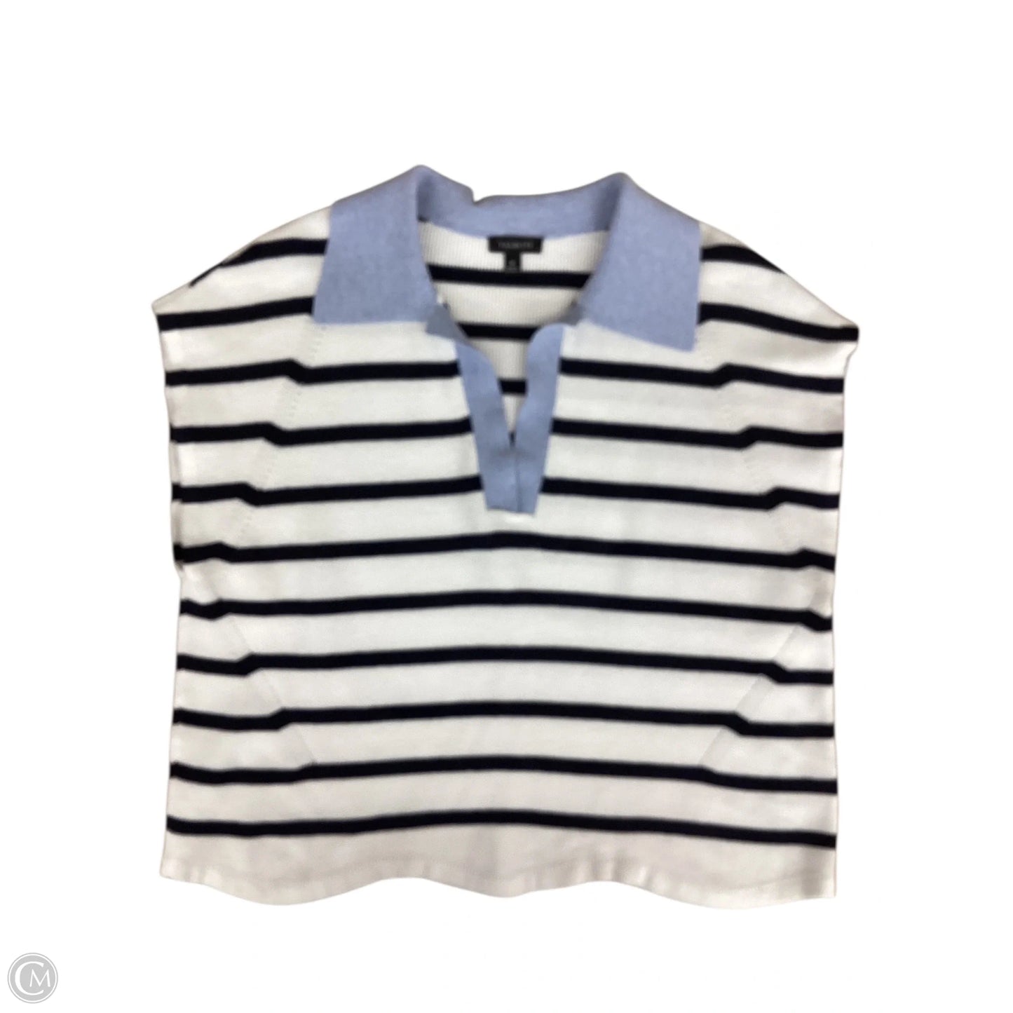 Sweater Short Sleeve By Talbots In Striped Pattern, Size: M