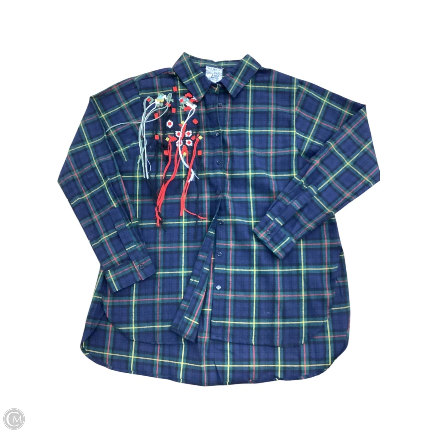 Top Long Sleeve By Very J In Plaid Pattern, Size: S