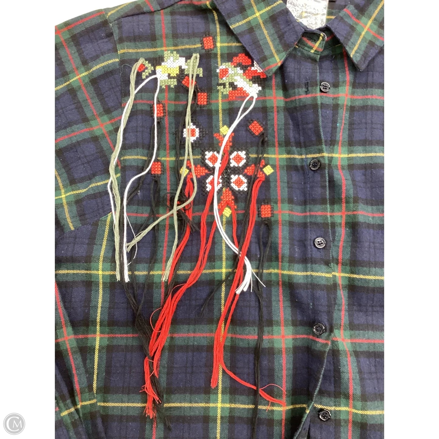 Top Long Sleeve By Very J In Plaid Pattern, Size: S