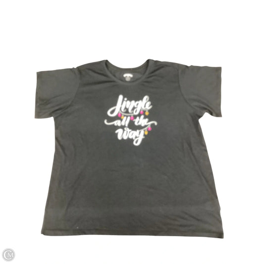 Top Short Sleeve Basic By Holiday Time In Black, Size: 1x