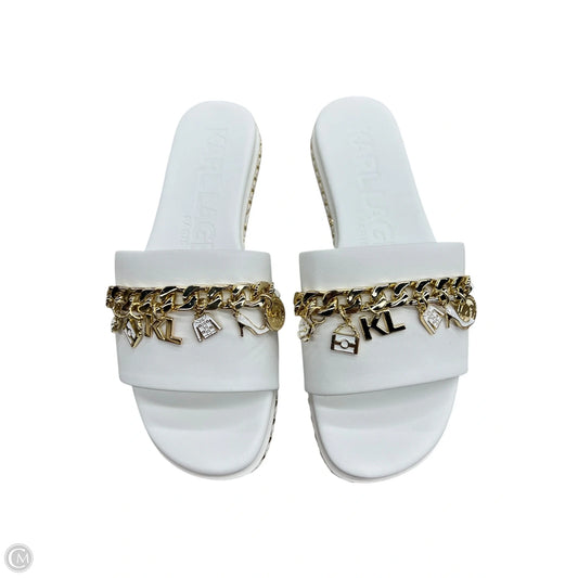 Sandals Designer By Karl Lagerfeld In White, Size: 7
