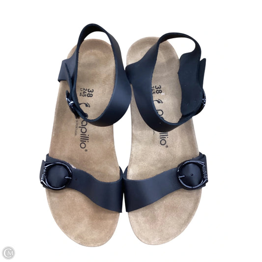 Sandals Heels Wedge By Birkenstock In Black, Size: 7