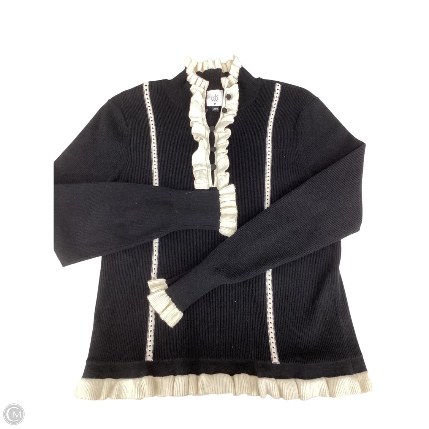 Sweater By Cabi In Black & Cream, Size: M