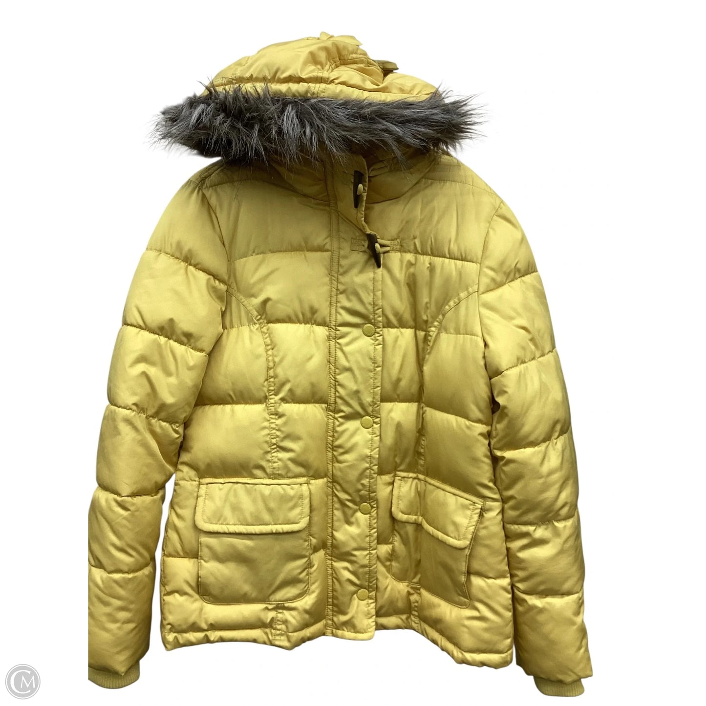 Coat Puffer & Quilted By Ruff Hewn In Yellow, Size: M